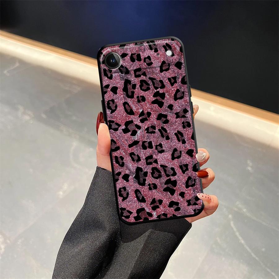 Case for iPhone XR 7 8 17Air 15 16 14 Plus 13 12 11 17 Pro Max XS Max Black Soft Phone Cover Cartoon Leopard Print Pattern