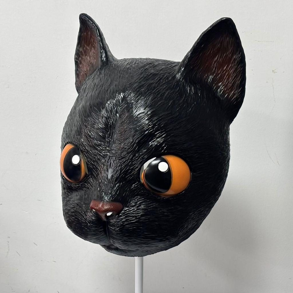 Black Cat Latex Headgear The Fantastic Voyage of the Film Cat Animal mask headgear, Halloween prop