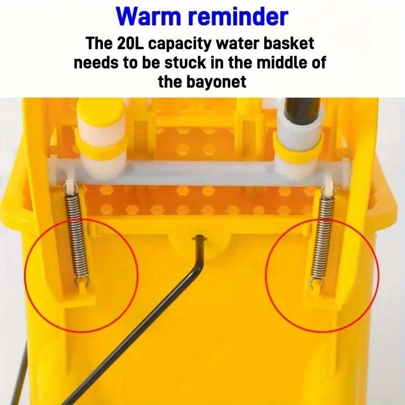 Large Yellow Commercial Mop Bucket Bucket with Wringer 20/24L|Plastic|Hand Press|For Home,School,Hotel,Shopping Centers Cleaning