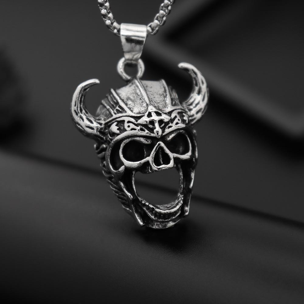 Retro Wolf Head Pendant Necklace - Men's Zinc Alloy Electroplated Wolf Tooth Design