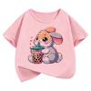 Cute Rabbit Pattern Children's T-shirt - Summer Boys' and Girls' Clothing - Soft and Adorable Top for Children's T-shirt
