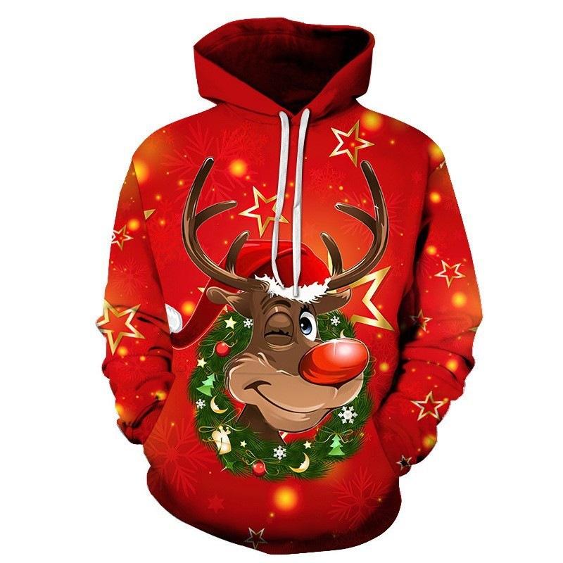 3D hoodie, casual men's sweater 3D printed hooded sweater, Christmas pattern direct supply