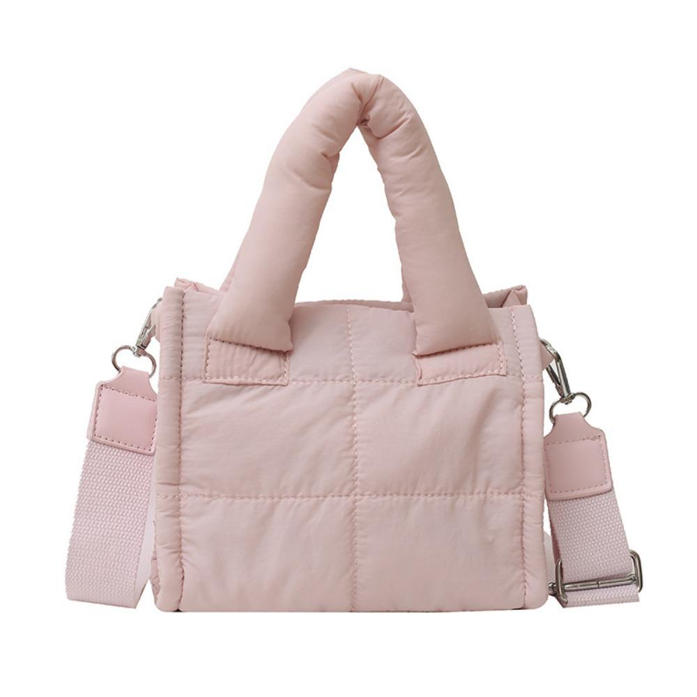 

Korean Style Down Cotton Shoulder Bag Solid Color Puffy Crossbody Bag Small Square Bag Girls розовый