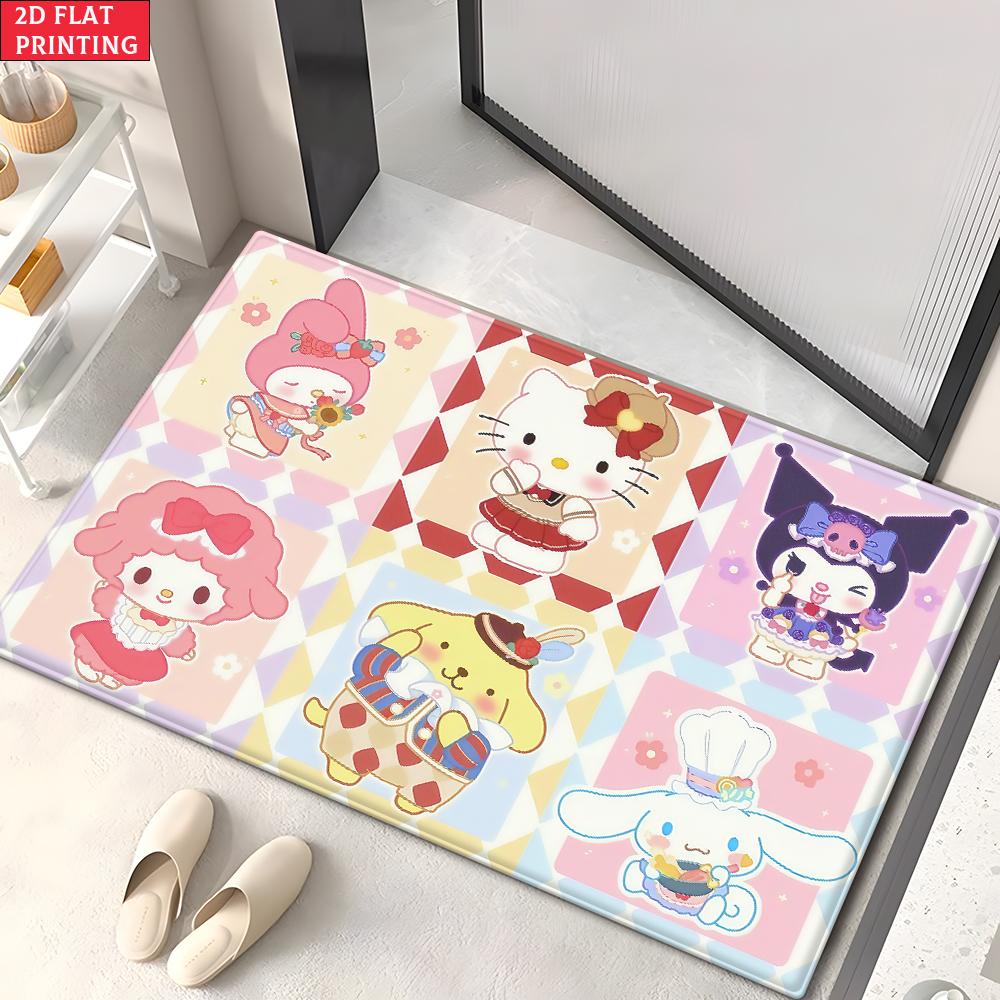 Kawaii Cute Magical Animal Doormat, 2D Print Non-slip Floor Mat,Pink Sweet Entrance Rug for Girls Bedroom Living Room Decor Gift