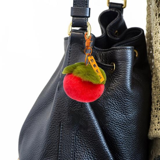 Colorful Persimmon Band Soft Keychain with Lucky Blessing Plush Cute Persimmon Plush Toy Ornament PP Cotton Stuffed