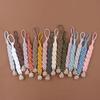 Cotton Handmade Crochet Pacifier Chain Soft Newborn Soothing Pacifier Beech Wood Clip Baby Chew Toy Christmas Gift