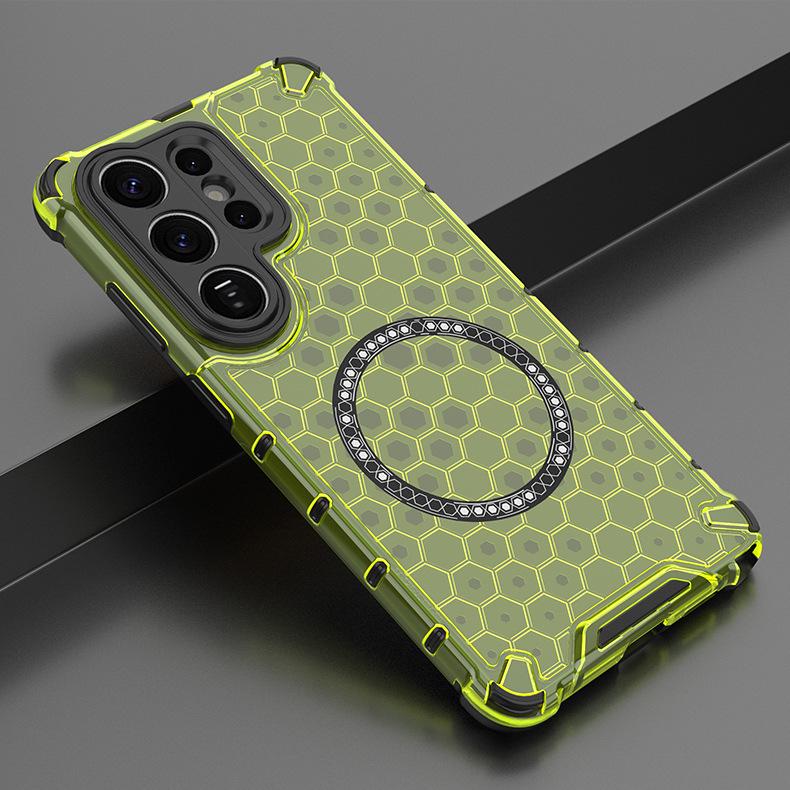Samsung S26 Ultra Honeycomb Magnetic Phone Case Samsung S25 Plus зелёный