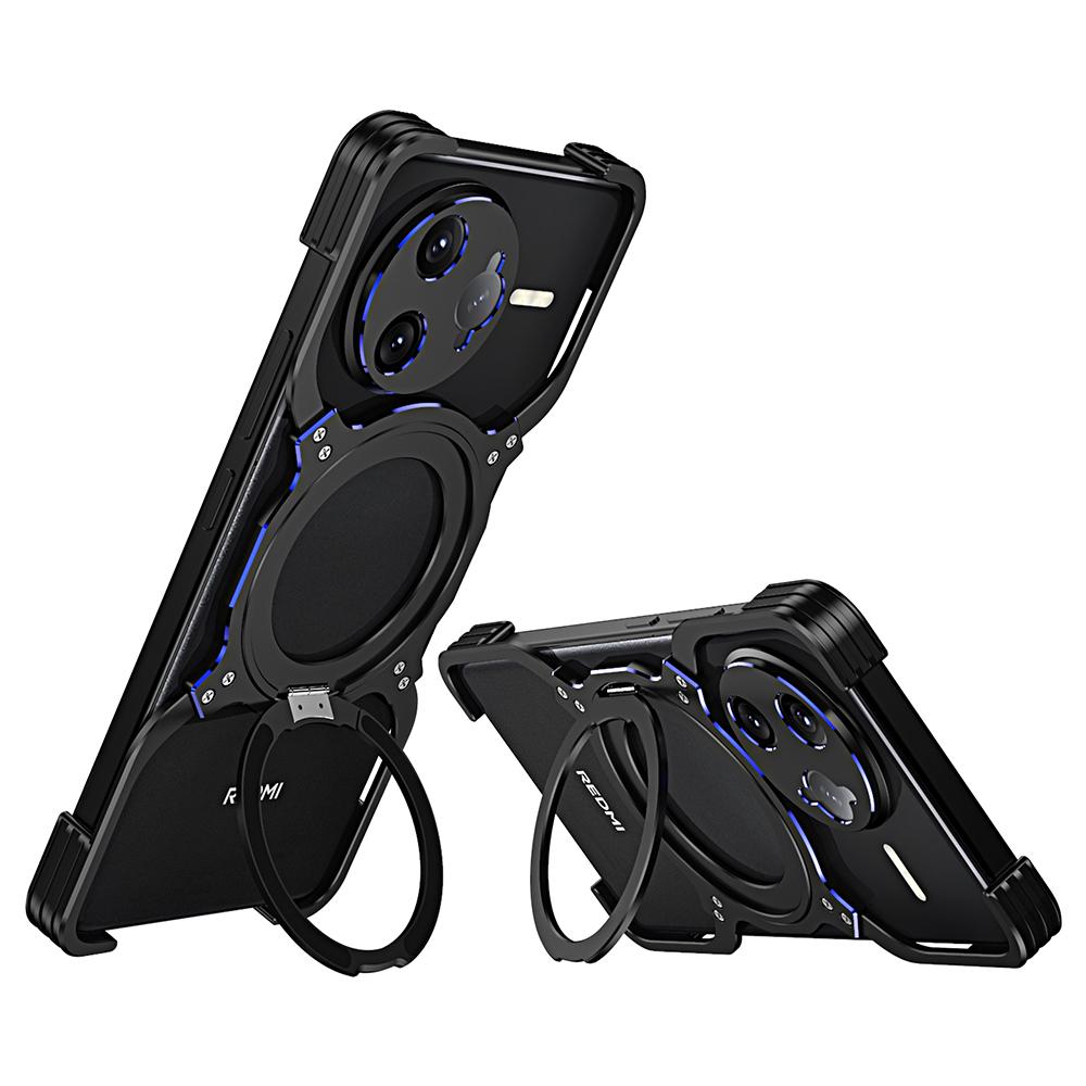 

Чехол-подставка для Xiaomi Poco F7 Ultra 5G/Redmi K80 Pro 5G, металлический бампер, магнитная крышка для телефона Black/Blue