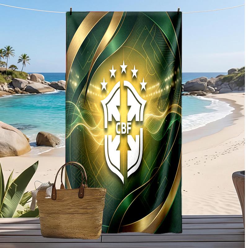 Asciugamano da Spiaggia con Stampa Calcio Brasiliano Asciugatura Rapida Super Assorbente Morbido Asciugamano da Bagno per Nuoto Spiaggia Viaggio Souvenir Regalo