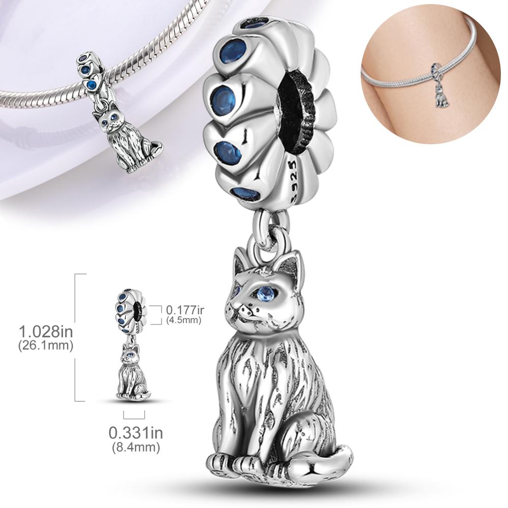

Оригинальные Шармы Медь Синий Циркон Персидский Кот Подвески Подходят для Шармов Браслеты Plata Для Женщин Женские Украшения Изготовление своими руками