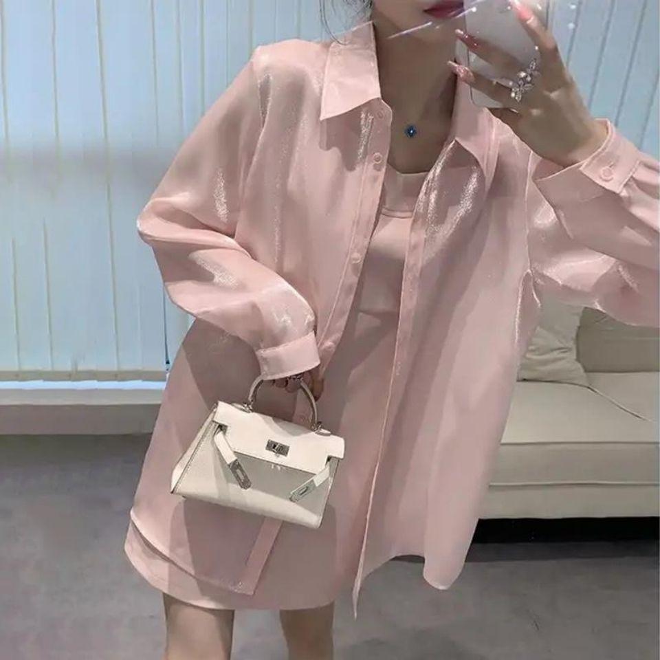 Summer Long Sleeved Shirt Women's Flowing Gauze Face Youthful and Stylish POLO Shirt Sun Protection Shirt Women's Top