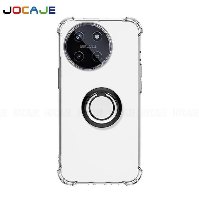 Ringstativ gjennomsiktig veske for OPPO Realme 11 4G 11X Pro Plus Holderbrakett Støtsikker gjennomsiktig myk TPU silikonbeskyttende telefonbakdeksel