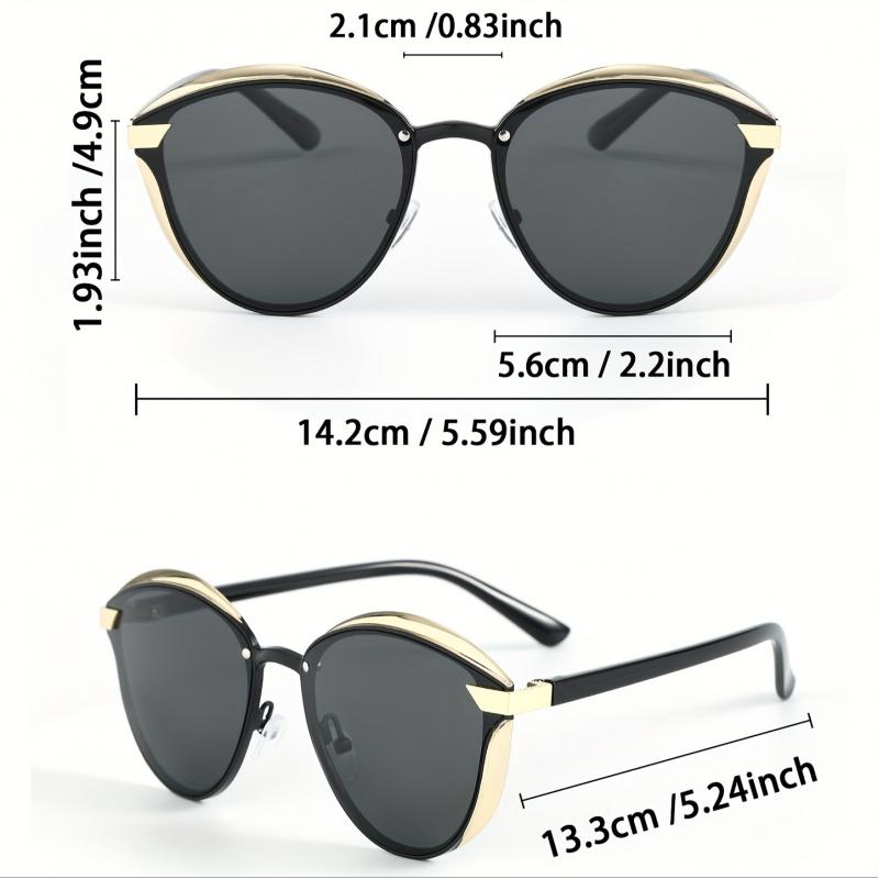 2pcs Women'S Round Frame Classic Retro Style Polarized Sunglasses, Comes with Perfect for Outdoor Vacations Beach Parties
