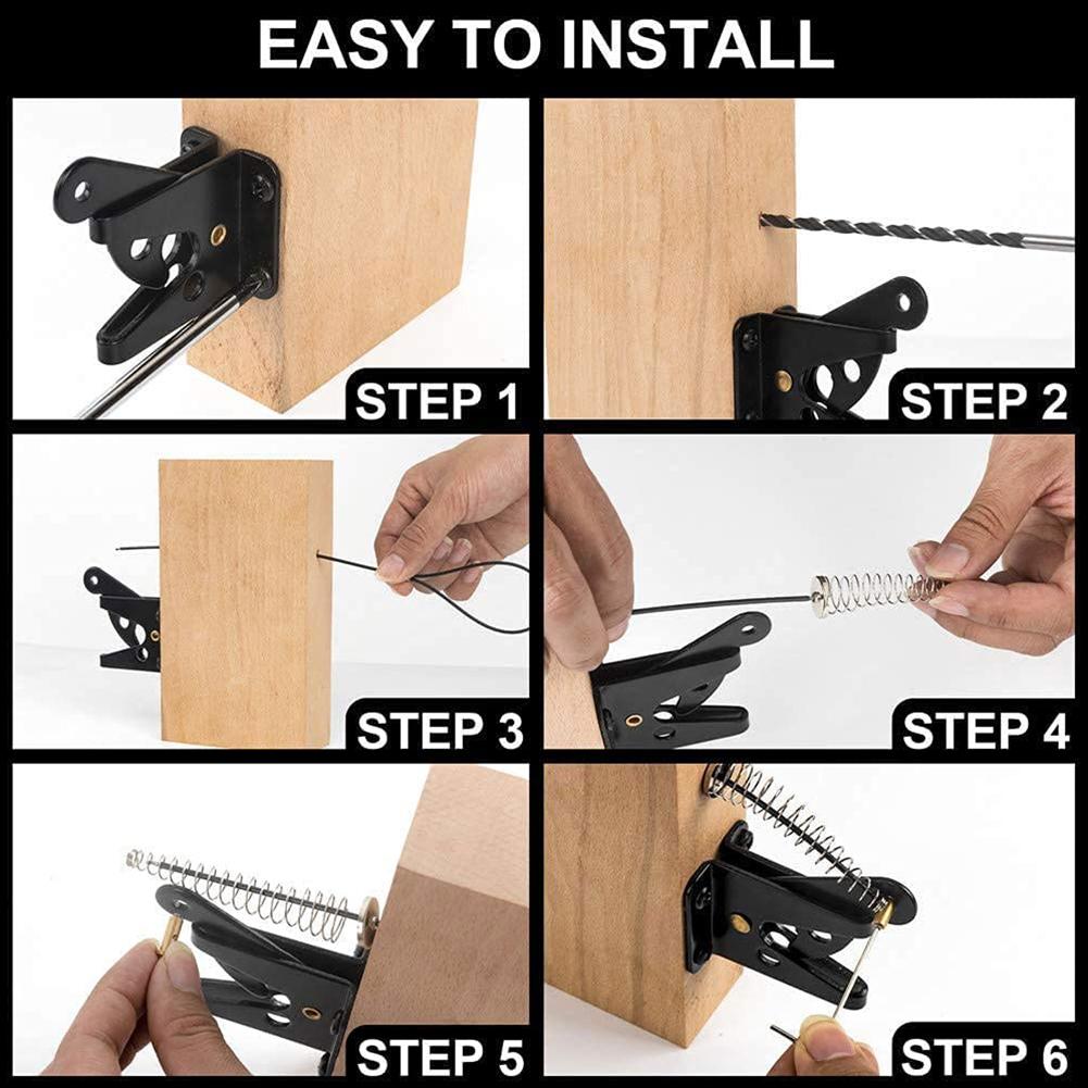 Latch Gate Latch Gate Cable Pull Self Locking Spring Adjustable Black Carbon Steel Gravity Latch Multifunction