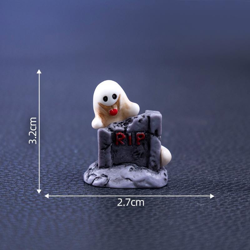 Halloween Mini Resin Ghost Statue Scary Cartoon Skull Coffin Figurine Unique Holiday Gift for Friends Family Halloween Lovers
