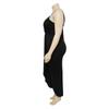 Plus Size Black Halter Deep V Neck Twist Front Ruched Split Bodycon Maxi Dress