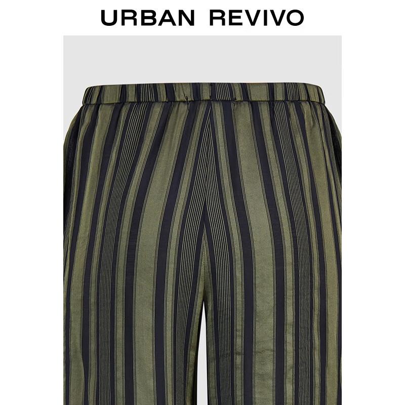 UR2025 Women's Striped Elastic Waist Drawstring Straight Leg Pants