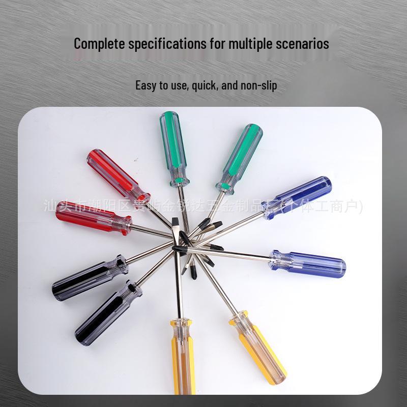 Crystal Color No. 22 Transparent Handle 6-in-1 Magnetic Screwdriver, 4" Black Head, Phillips & Flathead