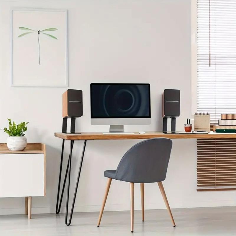 Heavy Duty Metal Speaker Holder With Vibration Reducing Rubber Feet For Desktop Speakers