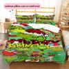 1 Stück Grinch-Muster Bettwäsche Steppdecke Set Bettbezug Kissenbezug Heimdekoration Geburtstagsgeschenk (1 Bettbezug + 2 Kissenbezüge, ohne Füllung)