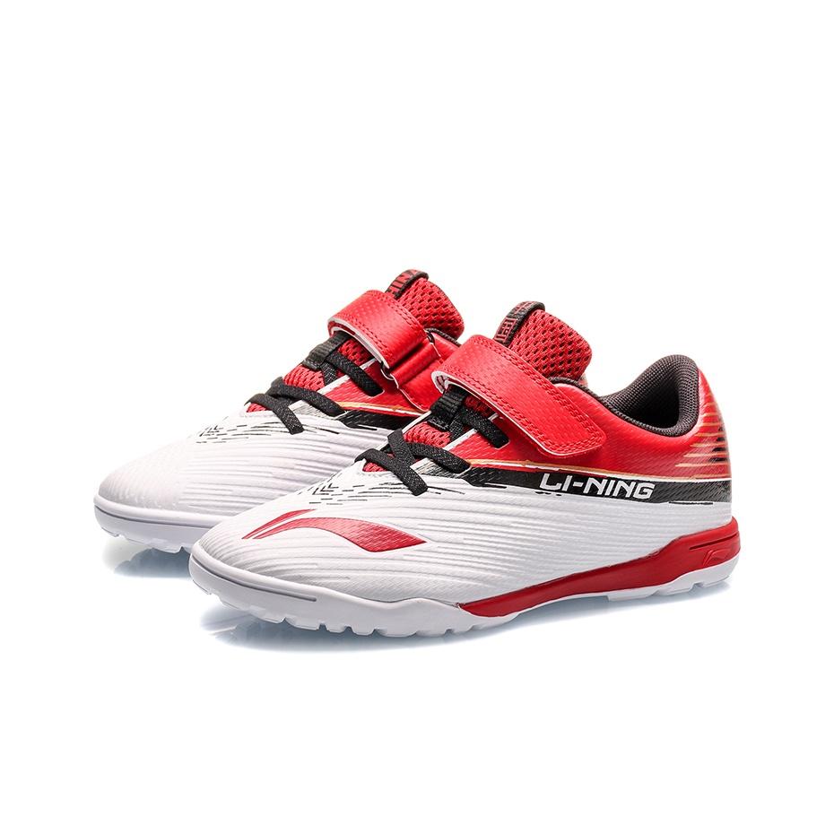 Li Ning Comfortable Versatile Non-Slip Shock Absorbing Wear-Resistant Low-Top Kids Soccer Shoes Kids Soccer Shoes Red White YKGQ006-7