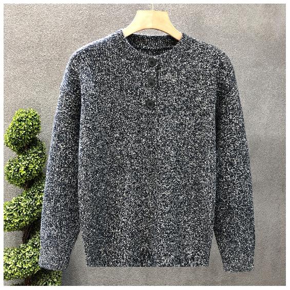 American Retro Knitted Sweater Men's Loose Spring and Autumn High-Grade Round Neck New Warm Solid Color Bottoming Shirt Men