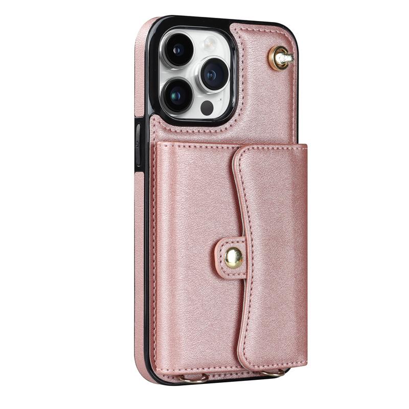 For iPhone 14 13 12 Mini 11Pro Max X/XS XR 8 7 Plus Wallet Leather Case with Long Lanyard Kickstand All-round Shockproof Cover