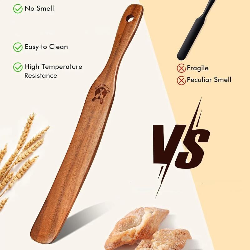 1Pc Wooden Bread Stirring Spatula Sourdough Starter Mixer Jar Scraping Tool Dough Mixing Flat Stirring Stick Kitchen Gadgets