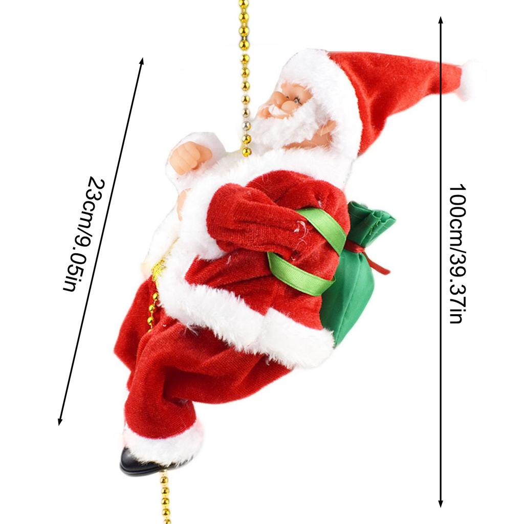 Climbing Santa Christmas Toy with Music Auto Up Down Movement Christmas Tree Decoration Hanging Ornament 1M Bead Chain