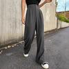 Women's High Rise Wide Leg Pants Loose Fit American Trend Drapey Straight Leg Pocket Polyester Casual Long Trousers