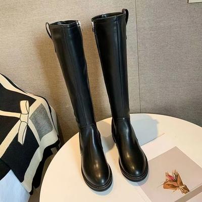 Mode Schwarz Runde Zehen Warme Lange Stiefel für Damen Trend 2025 Cosplay Stiefel Y2k Gyaru Wasserdicht Gothic Sale Kniehoher Schaft Schuhe Frau