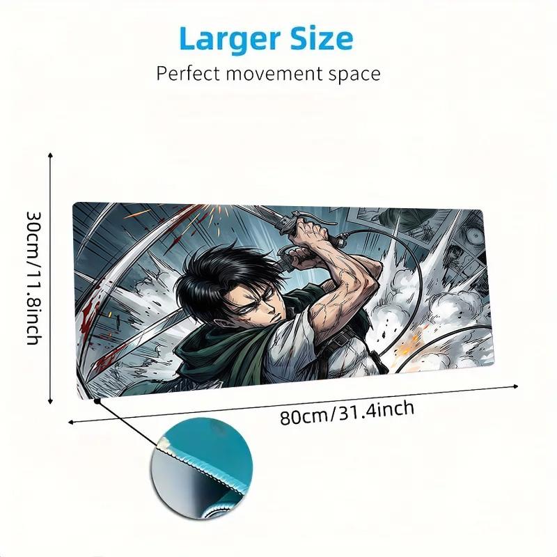 Levi Ackerman Print Cushion Non-slip Laptop Tablet Big Mousepad XXL Mat Mini PC Playmat With Lock edge