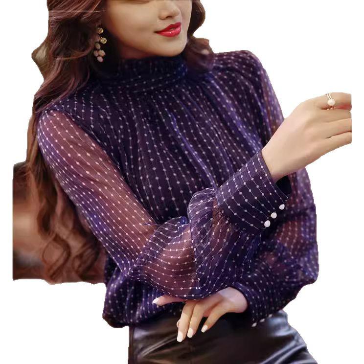 Spring Polka Dot Lace Blouse