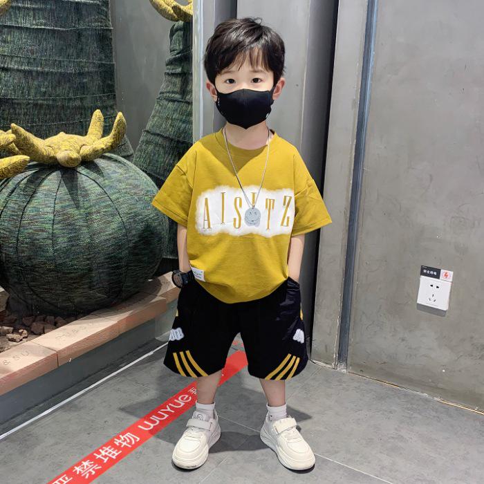 Summer 2026 Boys Stylish Korean Sportswear Set - Cool & Versatile Short Sleeve Casual Outfit 160 cm