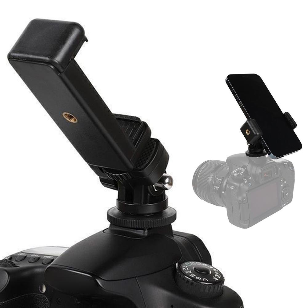 Portable Phone Tripod Holder Clip With Flexible Camera Hot Shoe Mount Cell Phone Tripod Mount Adapter 360 Rotation 180 Flip