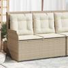 Vidaxl Folding Garden Bench With Cushions, Beige, Poly Rattan