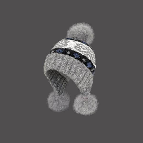 New Fair Island wind hairball knitted hat autumn and winter warm thickened ear protector wool hat retro travel versatile