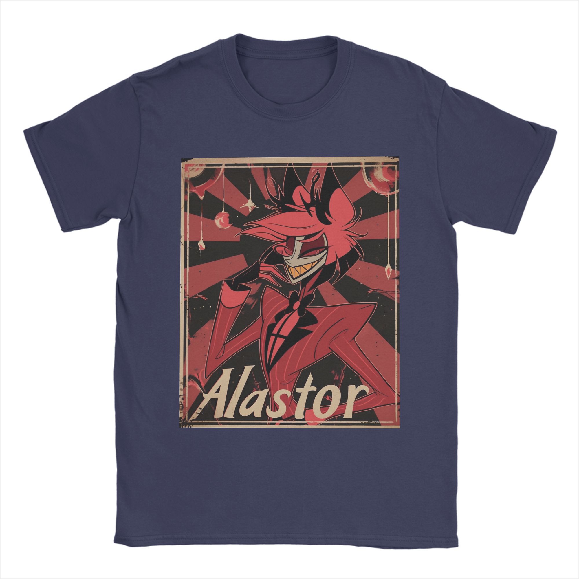 

Vintage Alastor Hazbined Hoteled T Shirt for Men Cotton T-Shirt Round Collar Tee Shirt Short Sleeve Clothing Graphic Printed 4XL