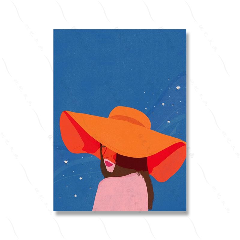 Plakaty i wydruki Nordic Girl Abstrakcyjna sztuka ścienna Malowanie na płótnie Kolorowy obraz z kreskówek do dekoracji ścian salonu