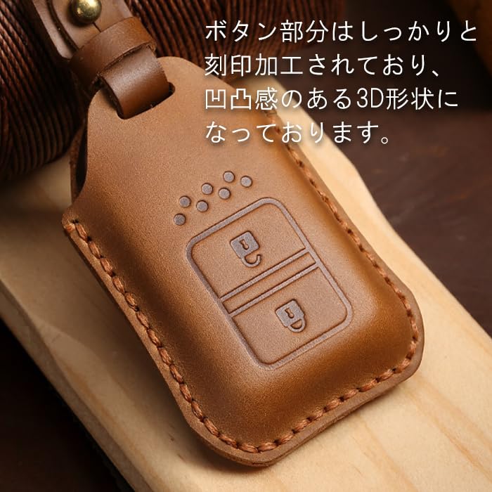 Genuine Leather Key Cover for Honda Vehicles Keychain for Men and Women Smart Key Case/Key (Freed, Stepwgn, Fit, Odyssey, Civic, Vezel, Shuttle, CR-V,