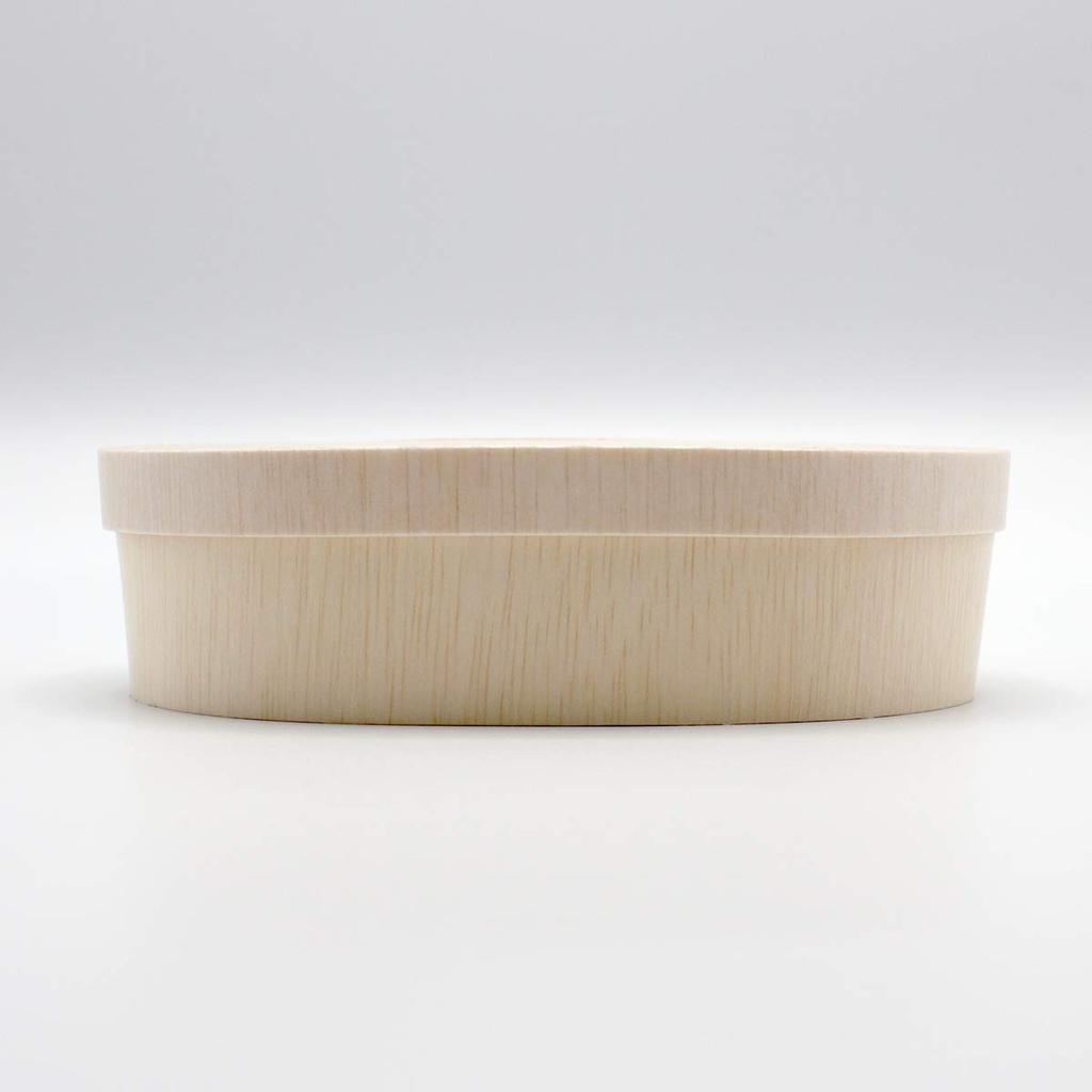 KAYU PACKAGE Oval DAEN Wooden Medium Size 1 Pack of 25 Sold Disposable Container, (120x170x45mm), (Lid Separately),