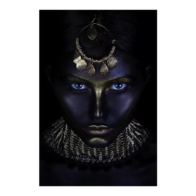 Afrikanische schwarze Frauen-Portrait-Kunst-Poster und Drucke auf Leinwand, Malerei, Make-up, weibliche Wandkunst, Bild für Wohnzimmer, Heimdekoration