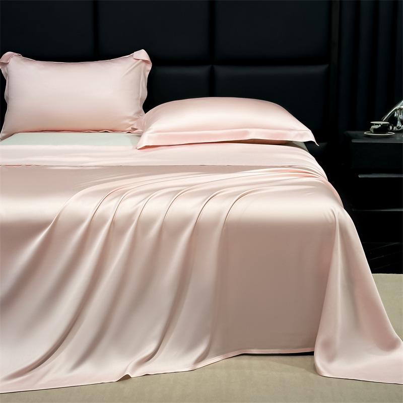 Solid Color Ice Silk Bed Sheet Set - Summer Cooling, Double/Single, Three-Piece, 2025 Edition