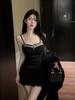 Chic Cotton Lace Patchwork Bodycon Camisole Dress for Women - Nightclub Style Hip-hugging Skirt