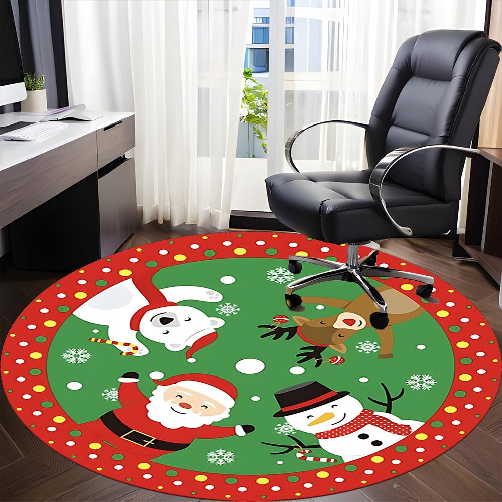 1pc Christmas ornaments Chair Carpet for Office, Soft, Non Slip Polyester Mat, Office, Entryway, Living Room, Bedroom