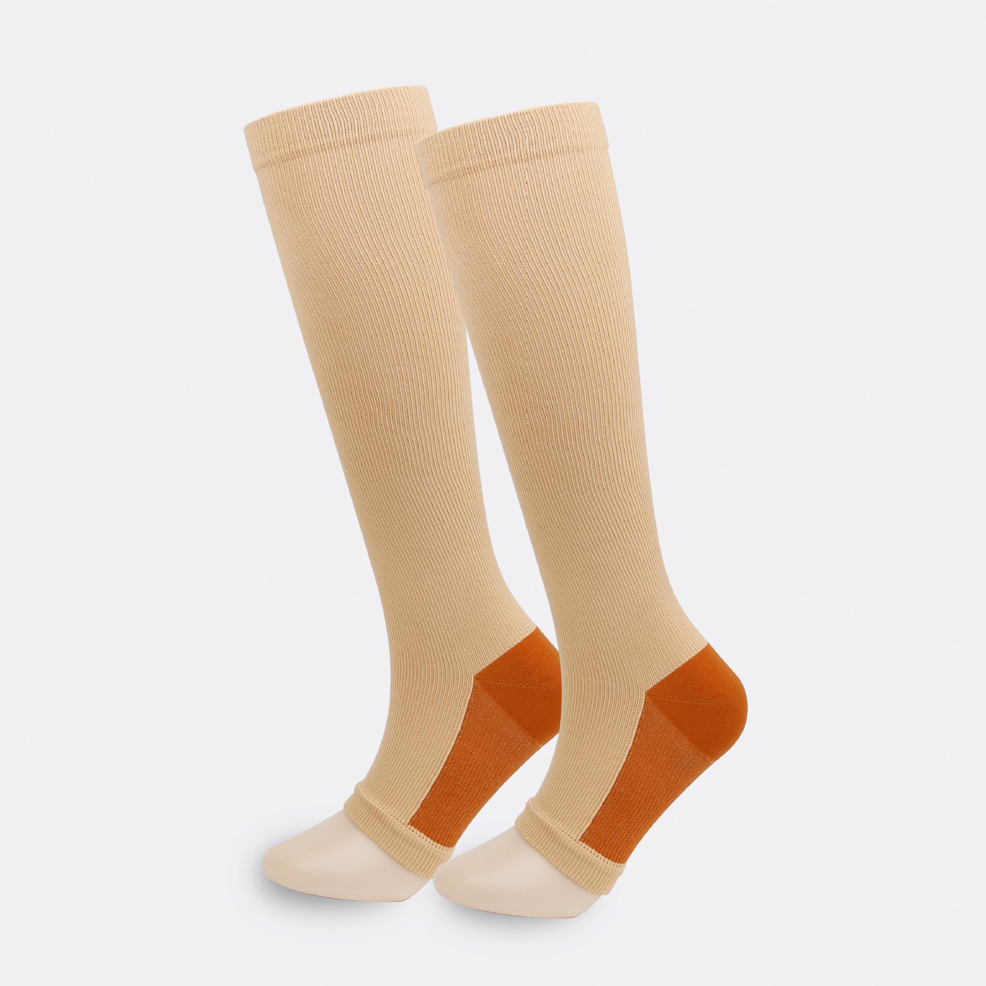 

Black & White Trendy Open-Toe Compression Socks for Men & Women - European & American Outdoor Running Sports XXL бронзовый/бежевый