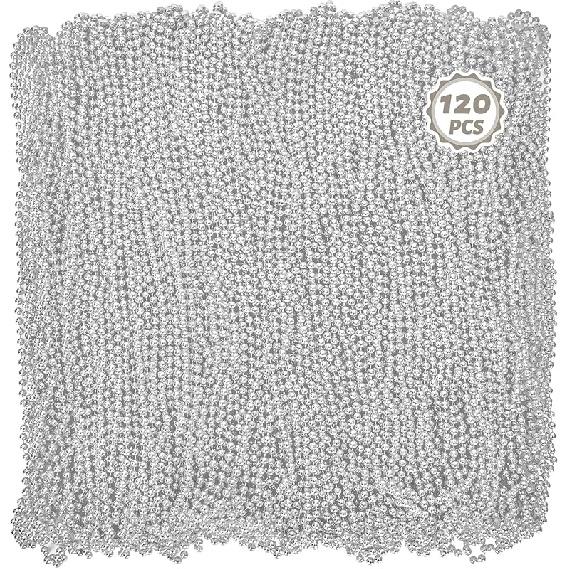 Bead Necklace, 120PCS Mardi Gras Beads, 33" Colorful Mardi Gras Beads Necklaces, Women Men Party Costume Accessories Parade Throws Bulk Party Favors