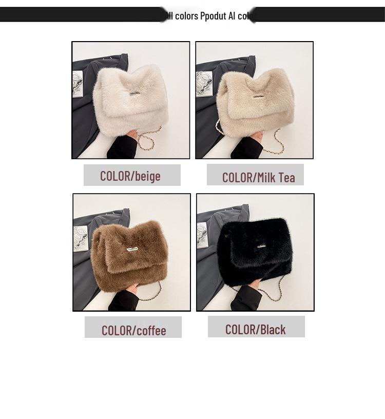 Autumn/Winter 2025 Women's Plush Makeup Bag: Trendy Large-Capacity Clutch & Crossbody Shoulder Bag