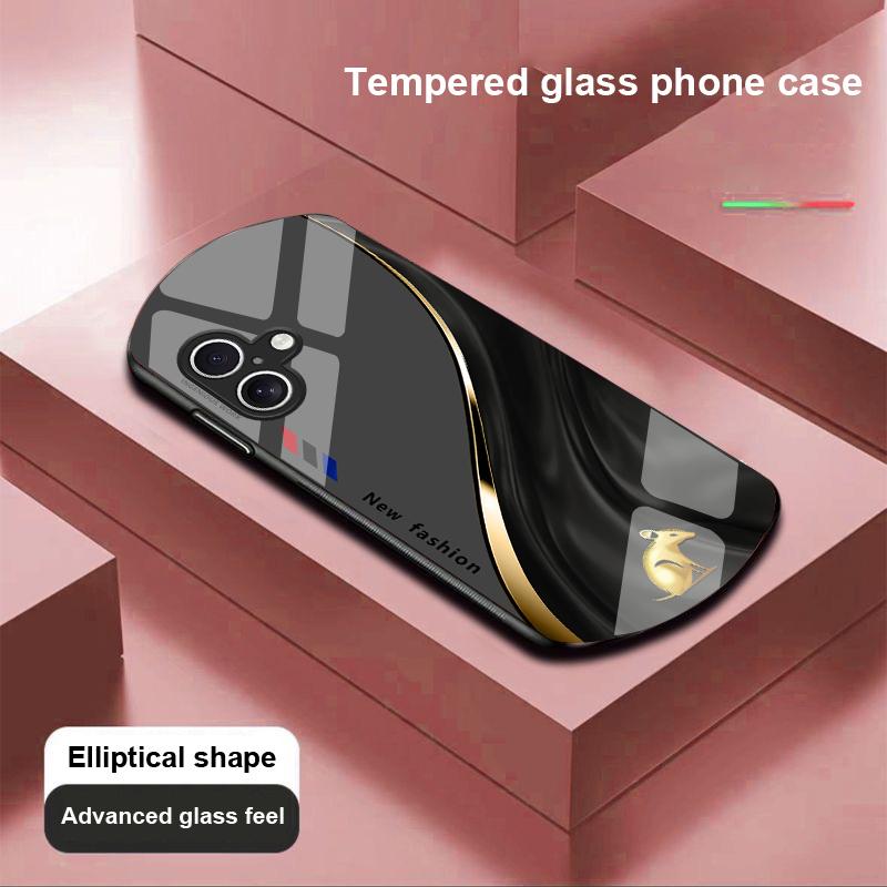 Flowing Pattern For Apple IPhone 16 11 13 15 14 Pro Max 12 Mini 7 8 Plus XR X XS Elliptical Shaped Tempered Glass Phone Case