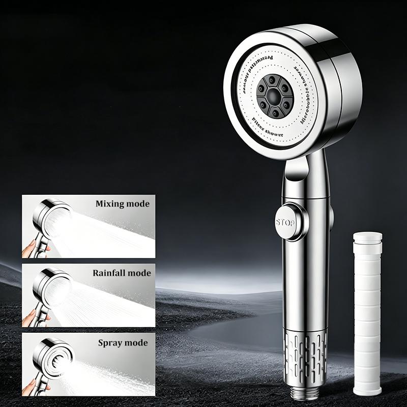 3-Function Turbocharged Shower Head Filter High Pressure Strong Boost Large Flow Bathroom Handheld Shower Head